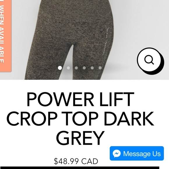 SOLD!  Vitae Apparel Power Lift Crop Top Dark Grey - Picture 2 of 8